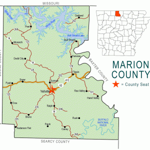 "Marion County" map with borders roads cities waterways