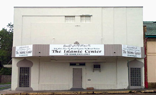 "The Islamic Center for Human Excellence" modern pastiche architecture with painted Islamic archways