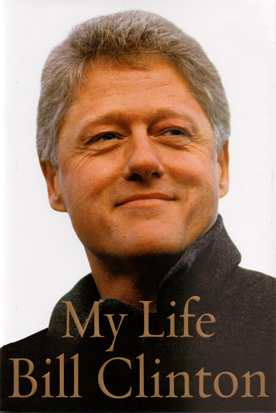 Book cover "My Life Bill Clinton" with portrait white man with graying hair smiling wool jacket collar upturned