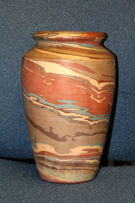 clay pot with swirling colors