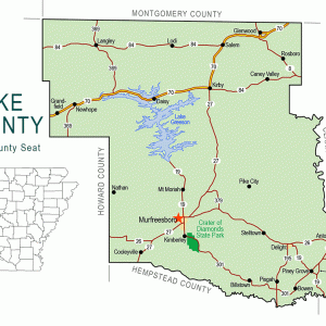 "Pike County" map with borders roads cities waterways state park