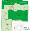 "Polk County" map with borders roads cities national forest