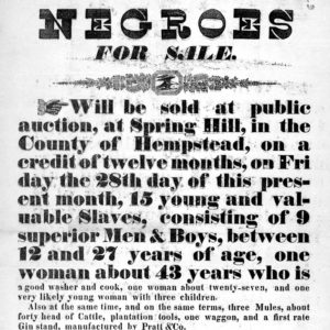 "Negroes for sale" advertisement
