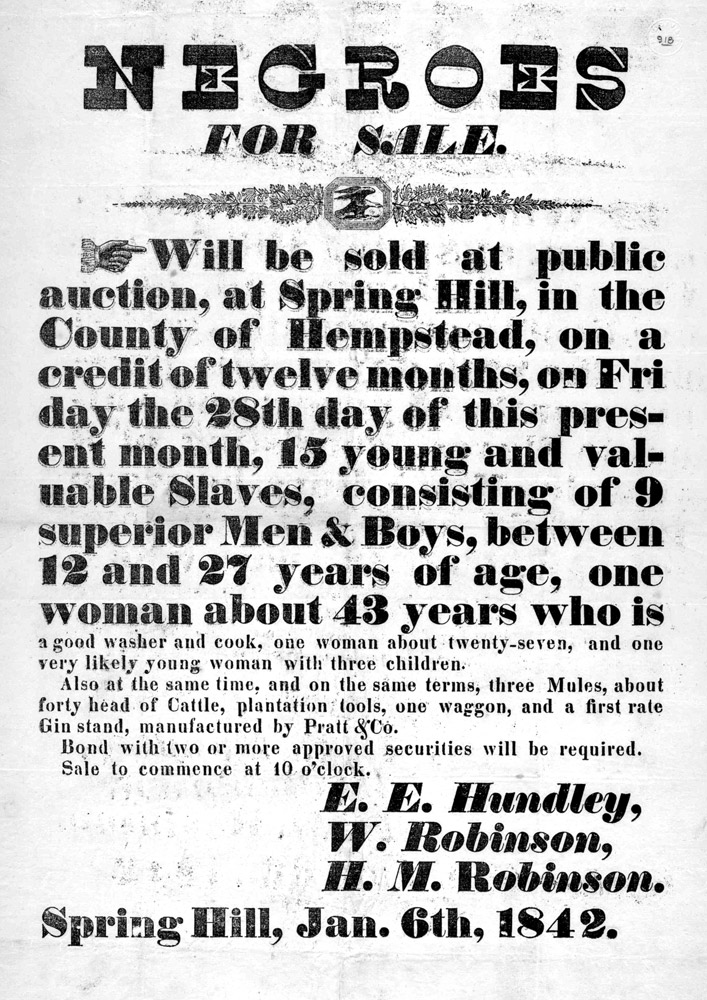 "Negroes for sale" advertisement