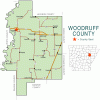 "Woodfruff County" map with borders roads cities
