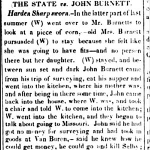 "The state vs. John Burnett ..." newspaper clipping