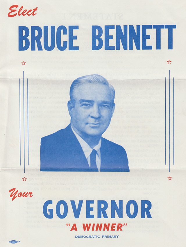 "Bruce Bennett" campaign flyer with picture of a white man with suit jacket and tie