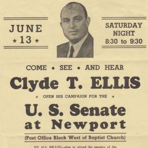 "Clyde Ellis" campaign broadside featuring balding white man in suit