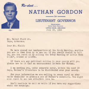 "Nathan Gordon" campaign letter with picture of white man  with slicked back hair