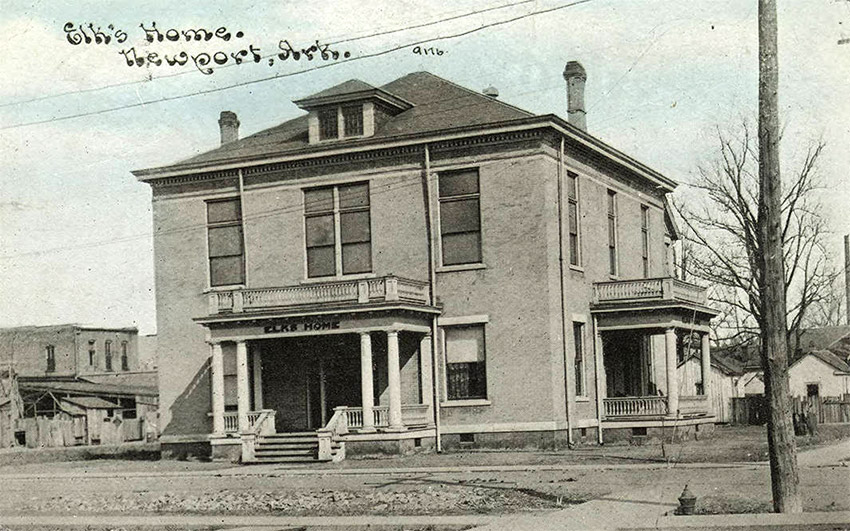 Two-story house with "Elks Home" label
