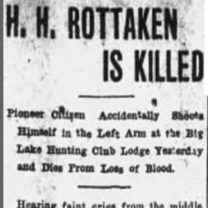 "H. H. Rottaken is Killed" newspaper clipping