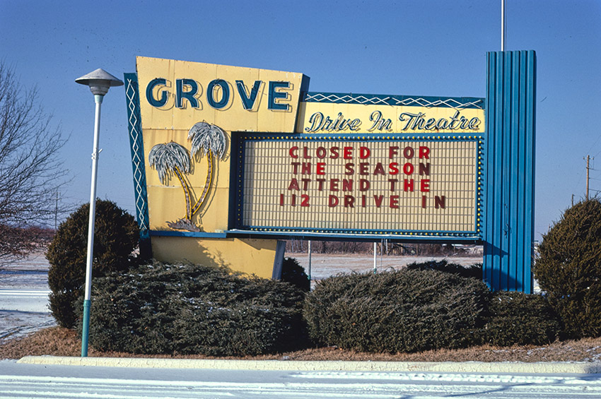 Drive-in theater sign saying "Closed for Season"