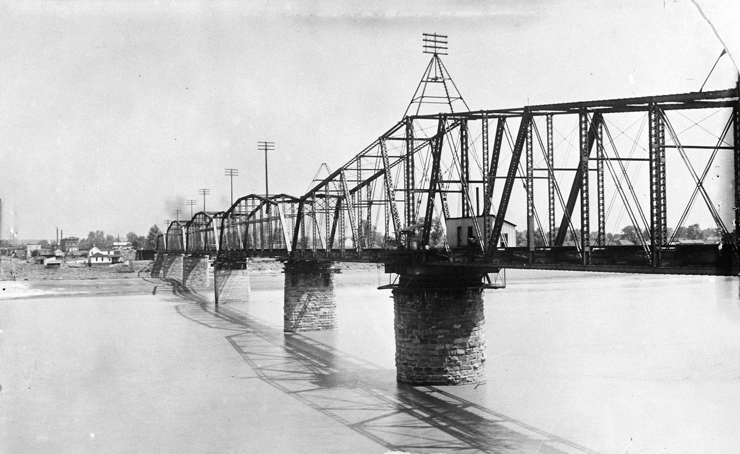Metal bridge crossing river