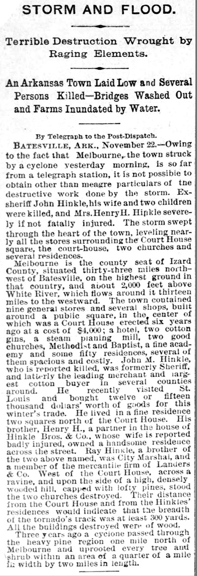 "Storm and Flood; terrible destruction wrought by raging elements" - newspaper clipping