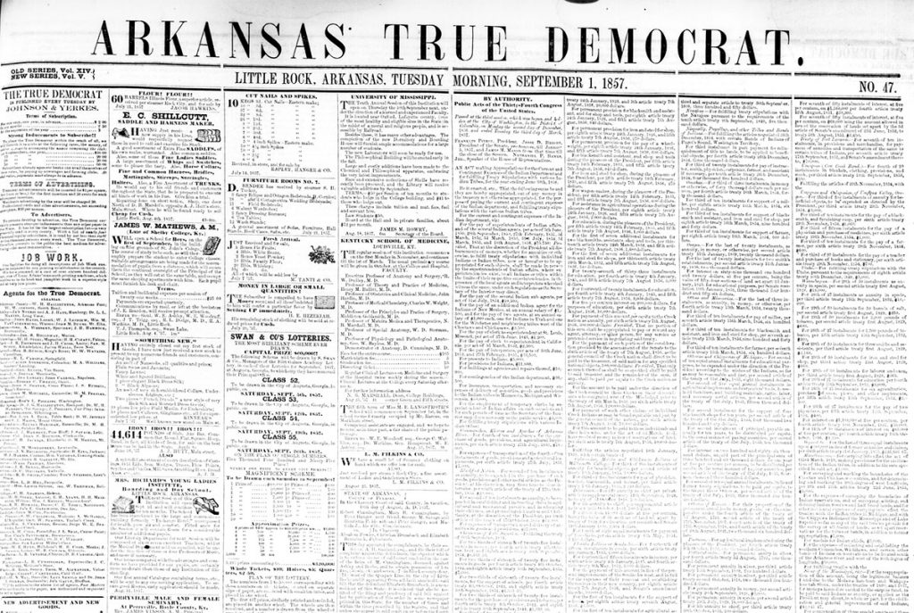 Arkansas True Democrat Masthead Encyclopedia Of Arkansas 6999