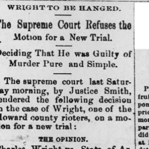 "Wright to be Hanged" newspaper clipping