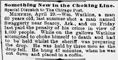 "Something new in the choking line" newspaper clipping