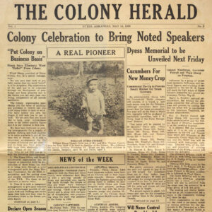 Front page of "The Colony Herald" newspaper
