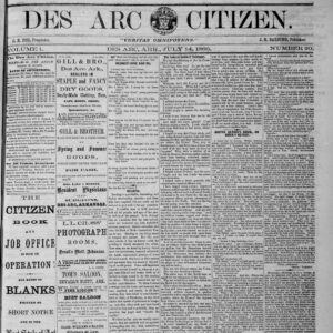 Newspaper front page "Des Arc Citizen"