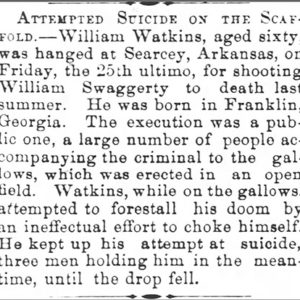 "Attempted suicide on the scaffold" newspaper clipping