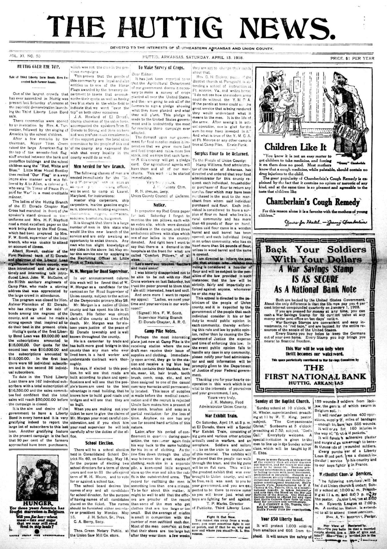 Newspaper front page "Huttig News"