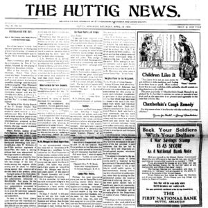 Newspaper front page "Huttig News"