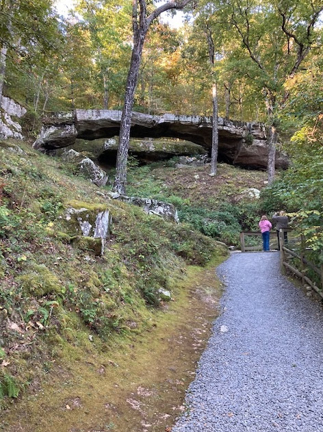 Natural rock bridge over small hollow