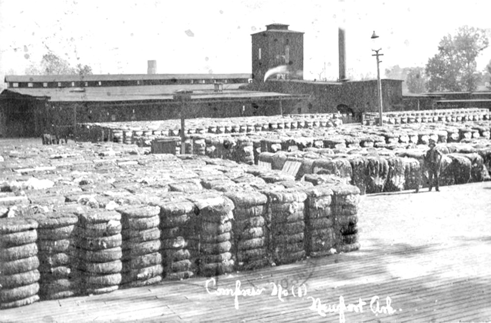 Large number of bales sitting on dock
