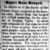 "Henry Rose Hanged" newspaper clipping