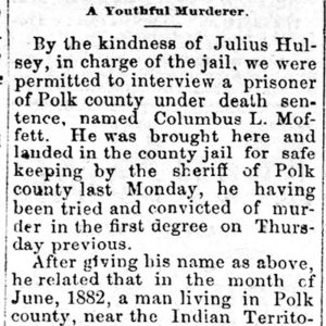 "A Youthful Murderer" newspaper clipping