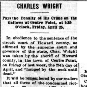 "Charles Wright pays the penalty" newspaper clipping