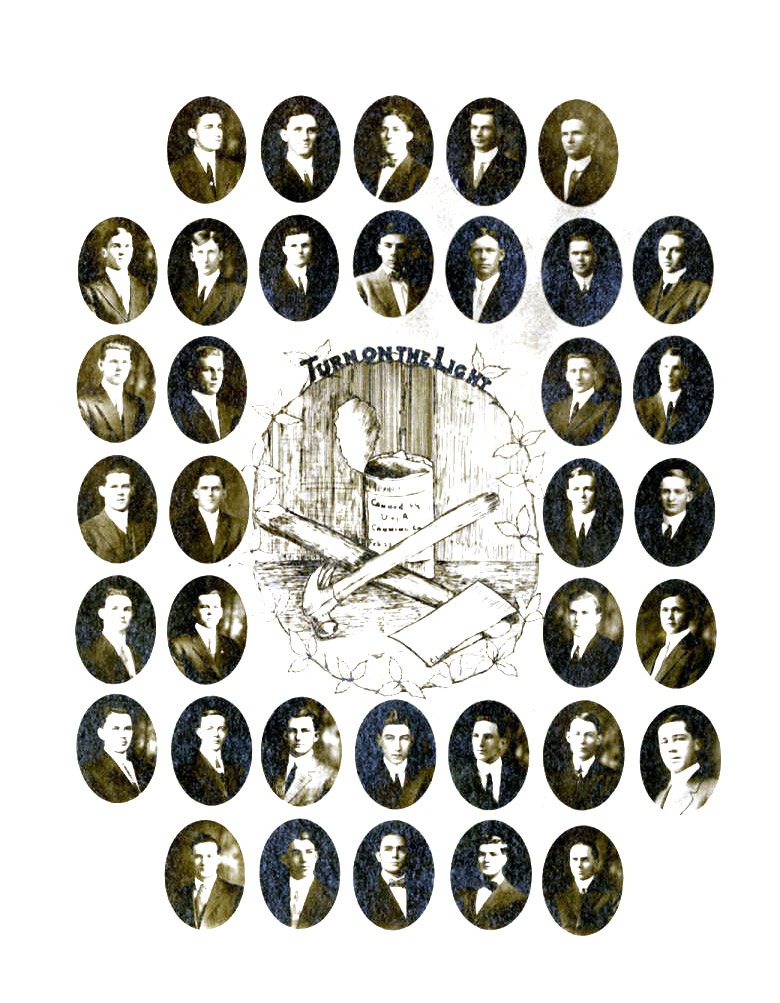 Many individual oval portraits arranged on a page
