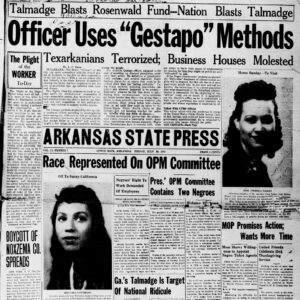 Newspaper front page "Arkansas State Press"