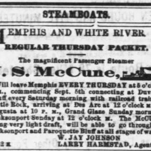 "Steamboat. Memphis and White River" newspaper clipping