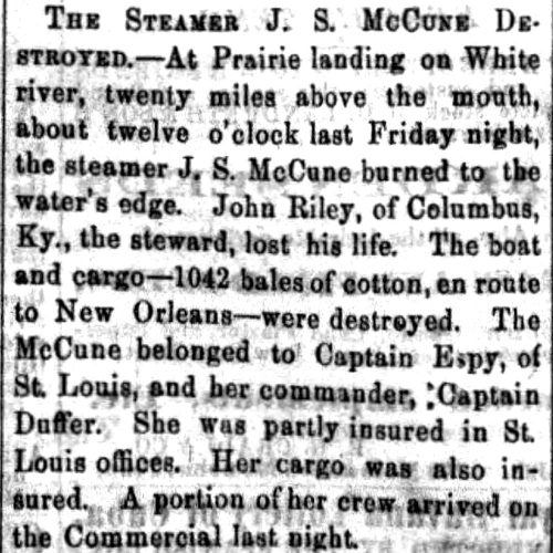 J. S. McCune [Steamboat] Encyclopedia of Arkansas