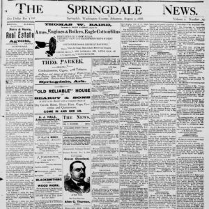 Newspaper front page "Springdale News"