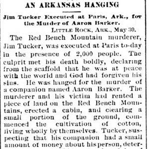 "An Arkansas Hanging" newspaper clipping