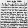 "Hon. A. R. Witt" newspaper clipping