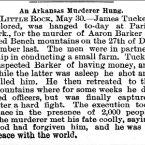 "An Arkansas Murderer Hung" newspaper clipping