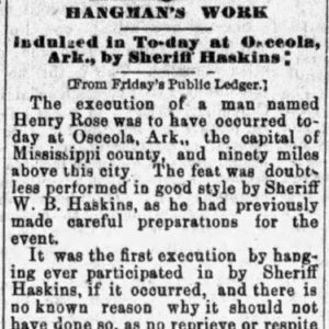 "Hangman's Work" newspaper clipping