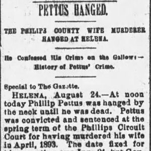 "Pettus Hanged" newspaper clipping