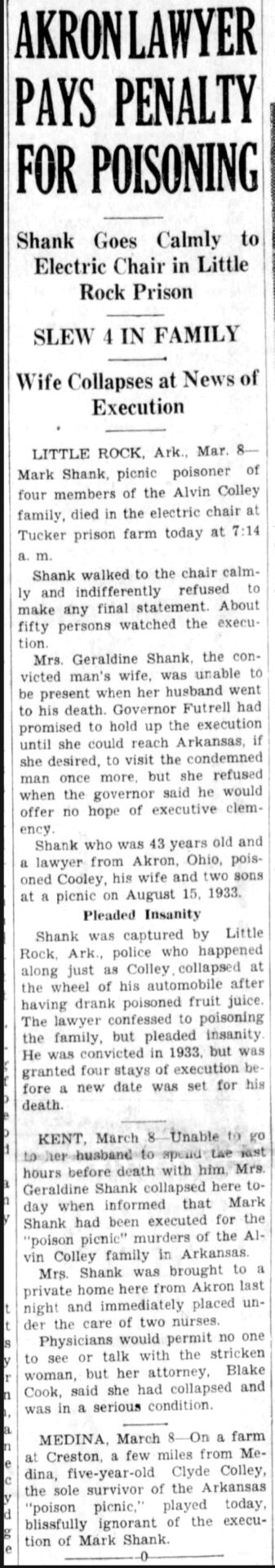 "Akron Lawyer Pays Penalty for Poisoning" newspaper clipping