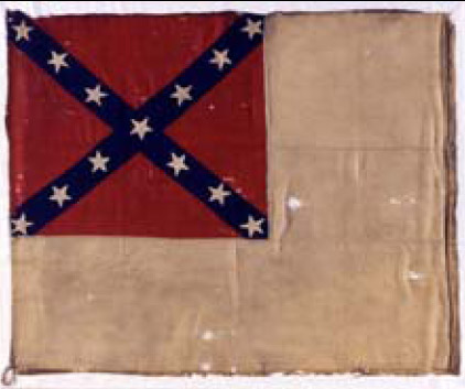 Flag with beige background and Confederate Stars and Bars in one corner
