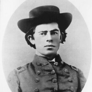White man in black hat and military garb