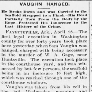 "Vaughn Hanged" newspaper clipping
