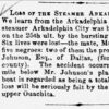 "Loss of the Steamer Arkadelphia City" newspaper clipping