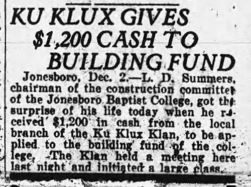 "Ku Klux gives $1