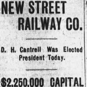 "New Street Railway Company" newspaper clipping