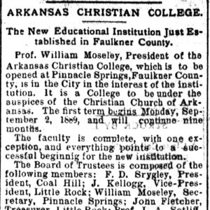 "Arkansas Christian College" newspaper clipping