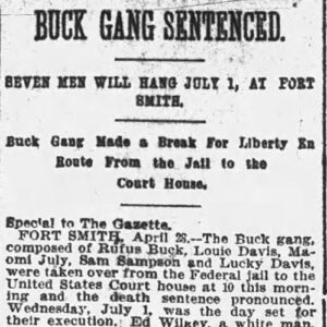 "Buck Gang Sentenced" newspaper clipping